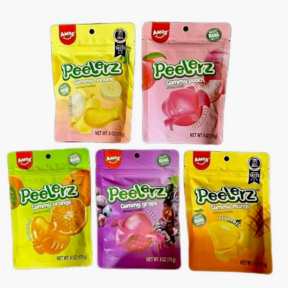 5-Pack Amos Peelerz Gummy Assorted Flavors – TikTok Viral 6oz Each