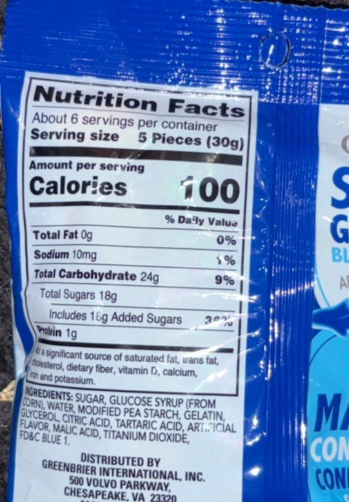 Greenbrier Blue/White Blue Raspberry Shark Gummies 6oz/170g-Brand New-SHIP N 24H