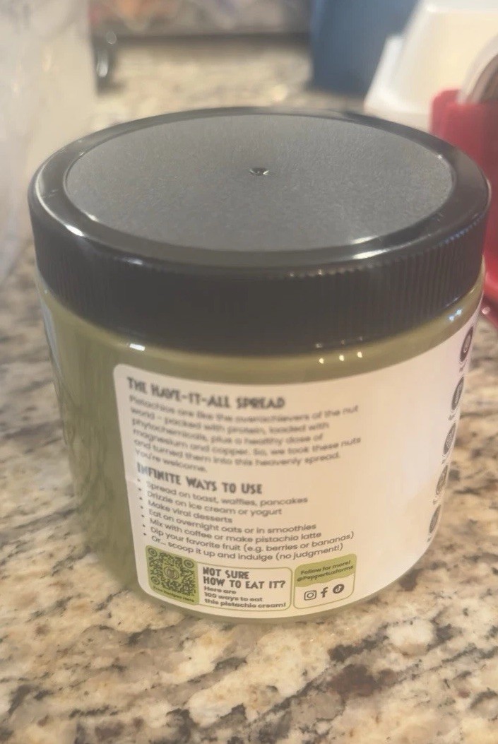 Peppertux Turkish Pistachio Cream, 18 oz Vegan; Gluten, Grain & Sot Free