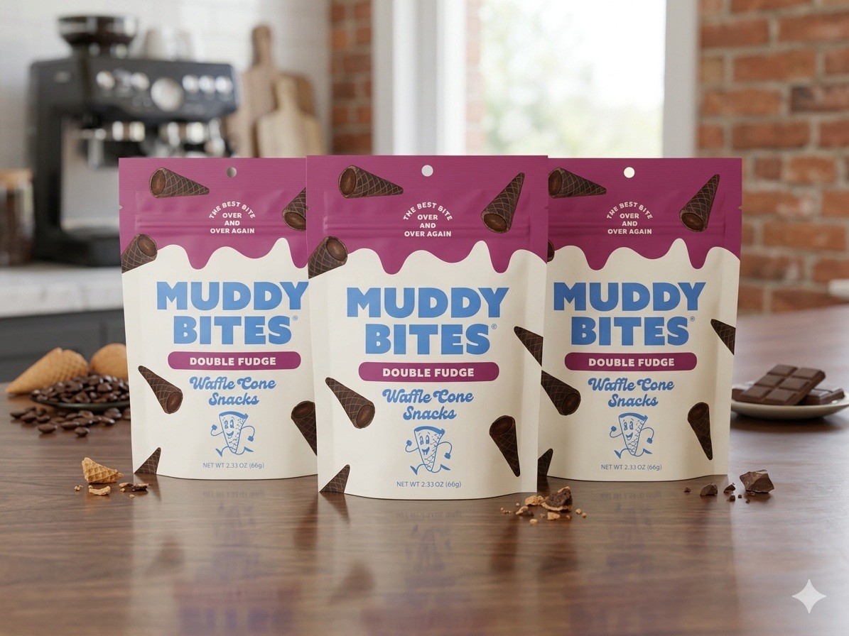 Muddy Bites Double Fudge Waffle Cone Snacks 2.33oz – LOT OF 3 Bags NEW