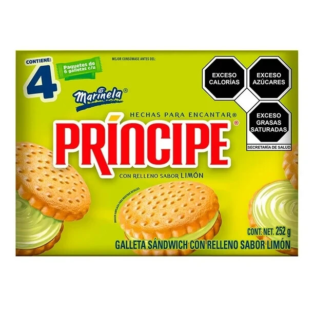 3 X MARINELA GALLETAS PRINCIPE LIMON LEMON CREME COOKIES – FREE SHIPPING