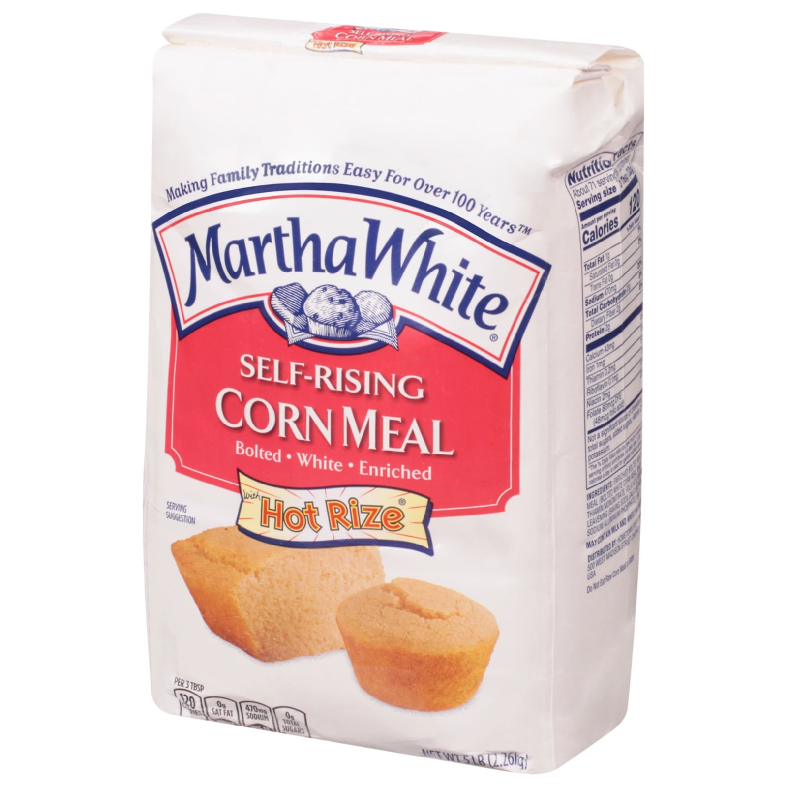 Self Rising Corn Meal 4 Pack 80 oz W/ Enriched White Corn & Great for Baking
