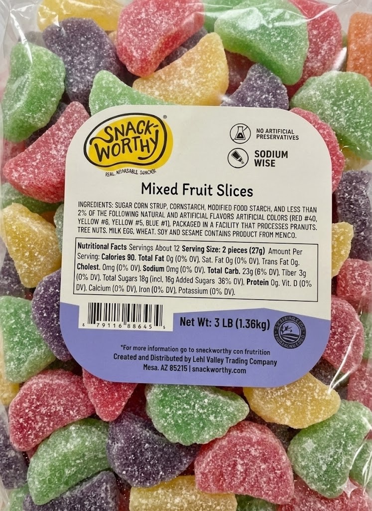 Assorted Chewy Fruit Slices – Soft Fruity Candy – Gourmet Candy Snack -3LB