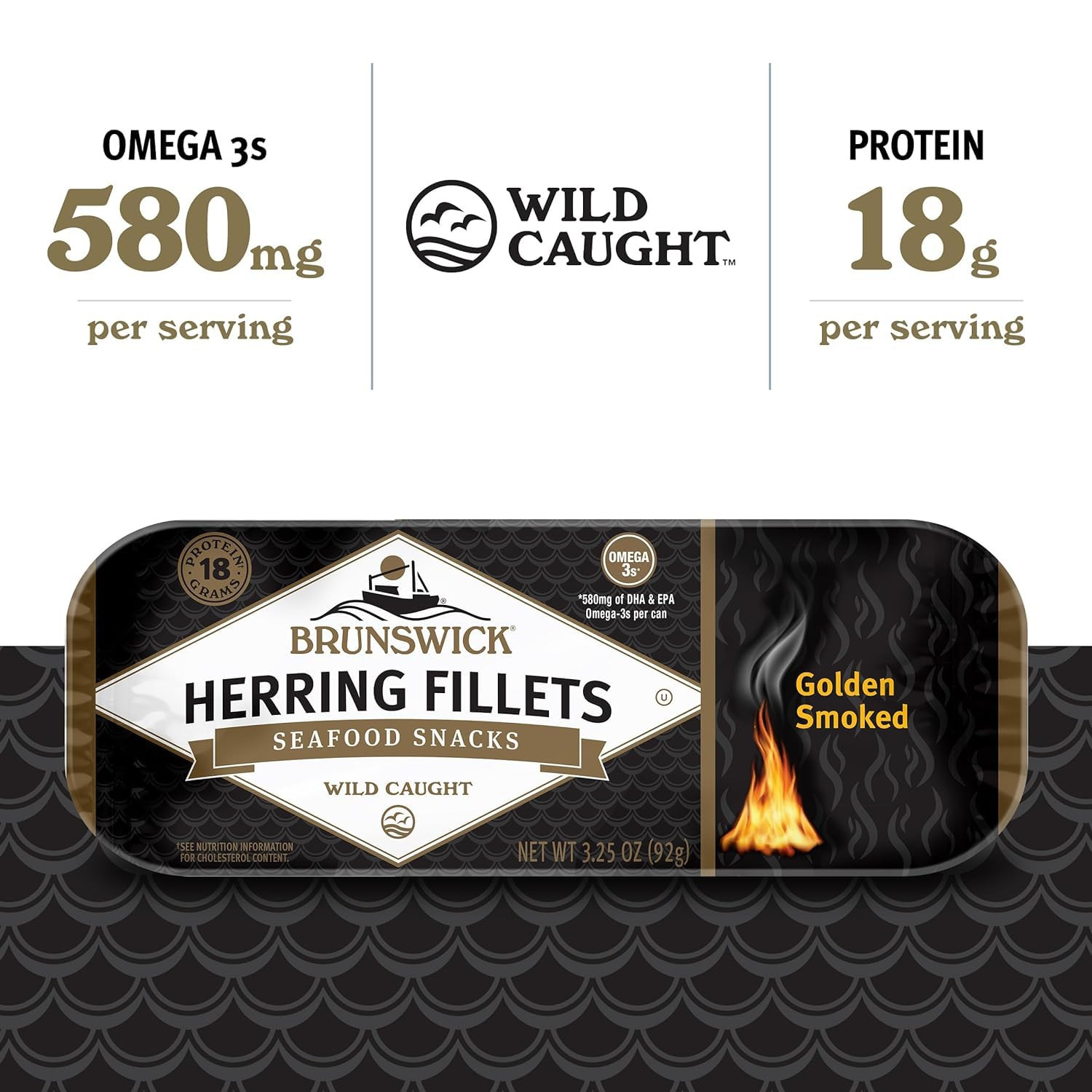 Golden Smoked Herring Fillets, 12-Pack, 18g Protein, 3.25 Oz Can