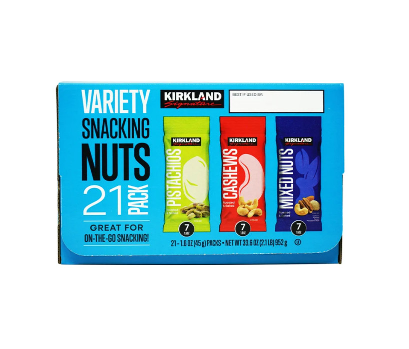 Kirkland Signature Snacking Nuts Variety Pack, 1.6 oz, 21-count
