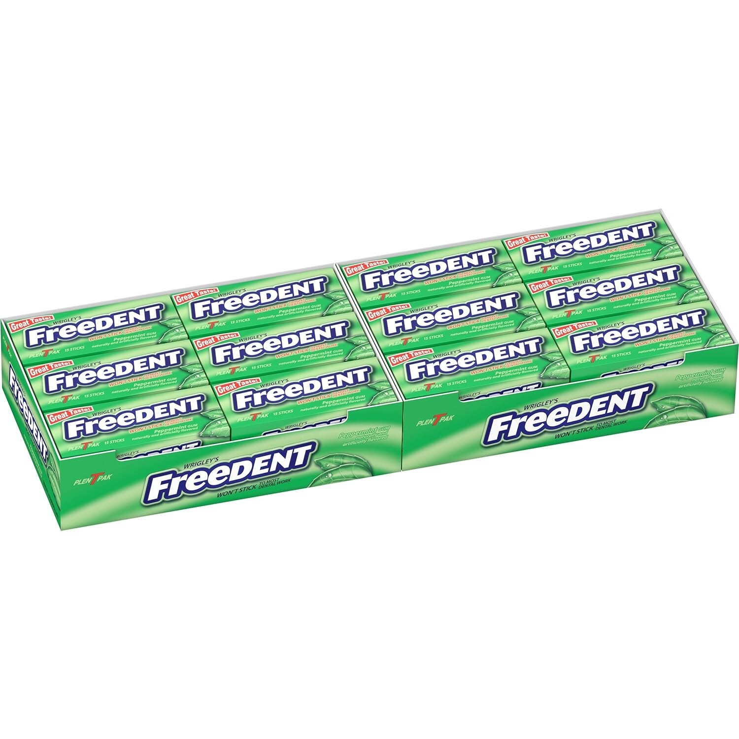 Wrigley’s Freedent Peppermint Gum, 15-Stick Pack (24 Packs) pack of 24