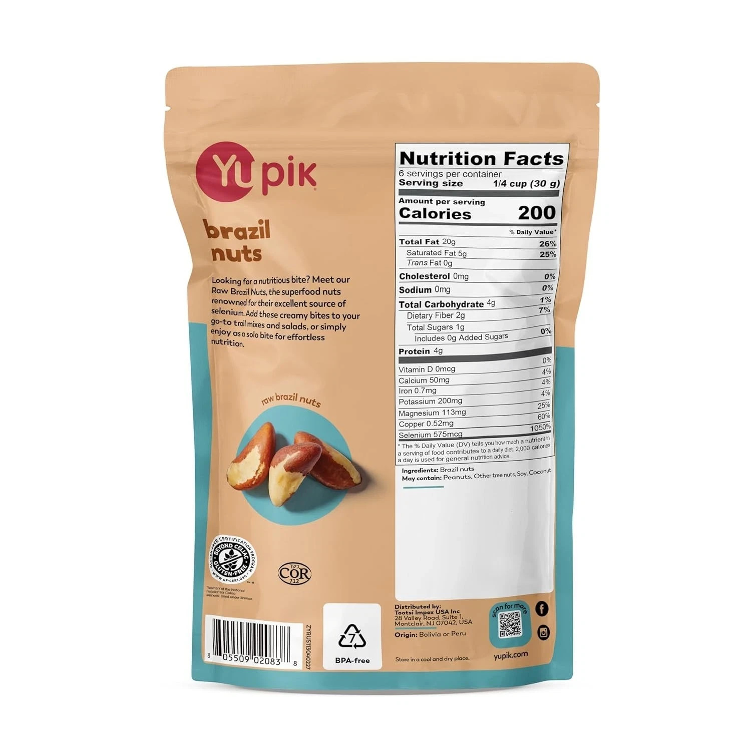 Yupik Raw Brazil Nuts, 8 Oz, Gluten-Free, Kosher, Shelled, Unsalted, Unroasted,