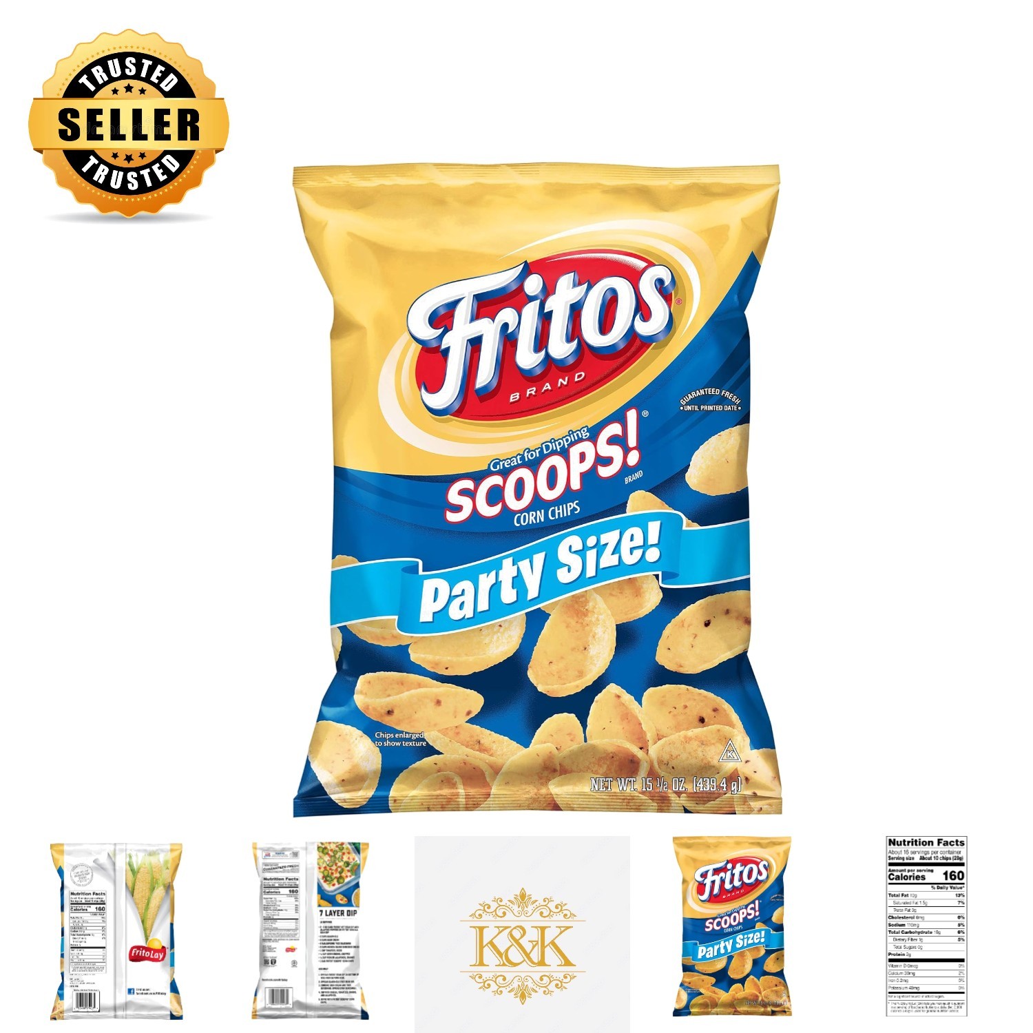 Scoops! Corn Chips 15.5oz Party Size Bag – Perfect for Your Favorite Dips