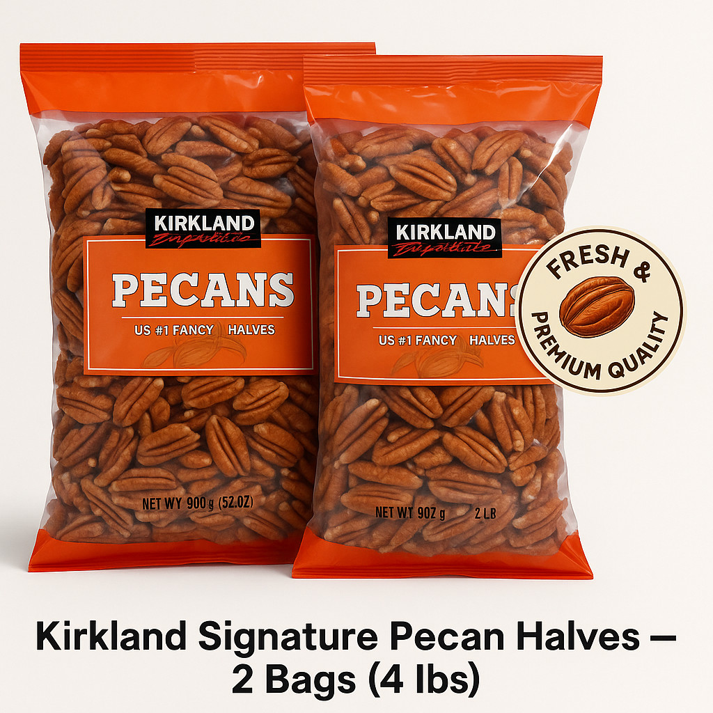 2 PACK – Kirkland Signature Shelled Pecan Halves Nuts Total 4 Lb
