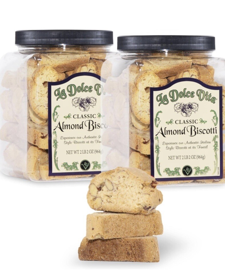 La Dolce Vita Classic Almond Italian Biscotti 34 Ounce Container 2 Count