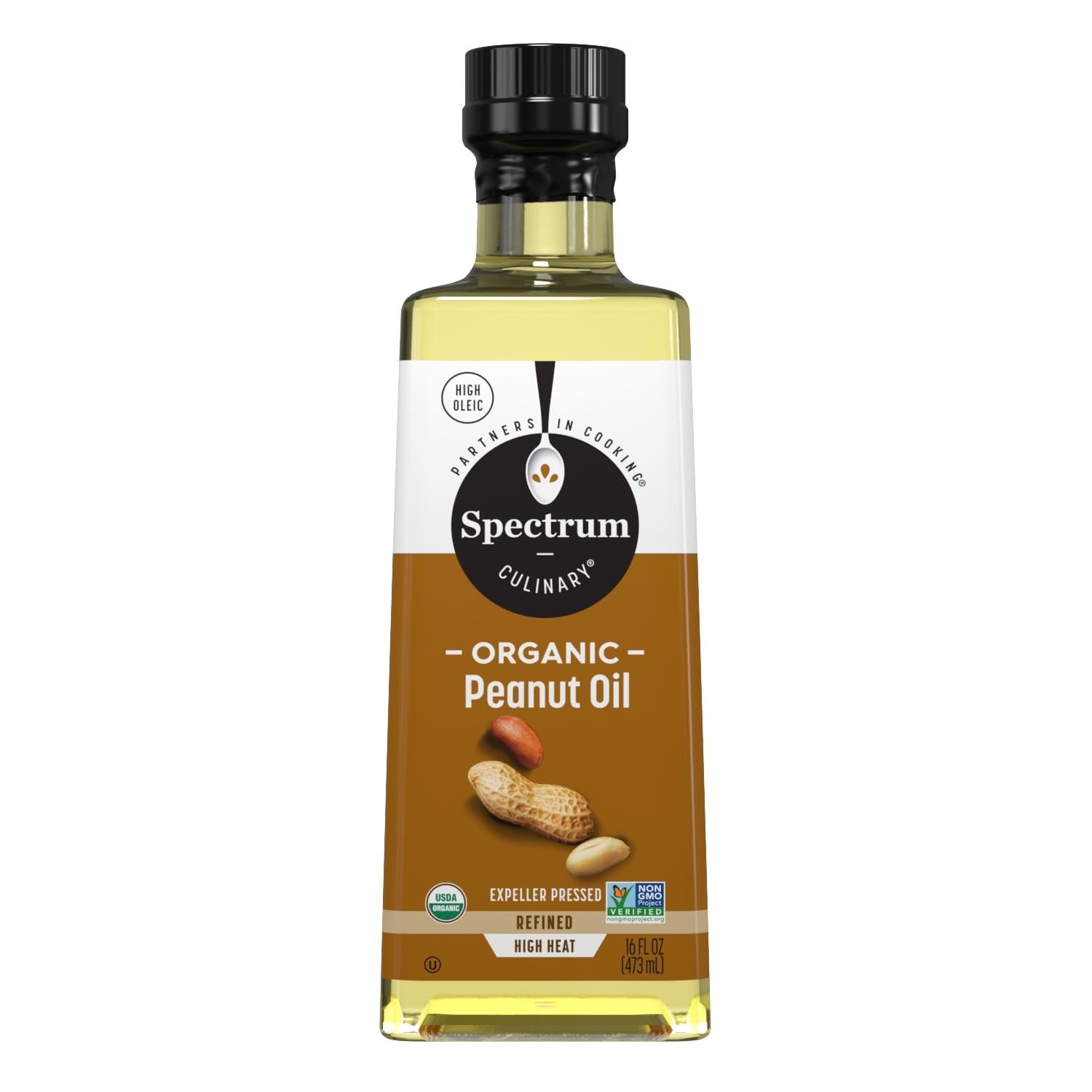 Spectrum Naturals Organic Refined Peanut Oil, 16 Fl Oz (Pack of 1), No Color