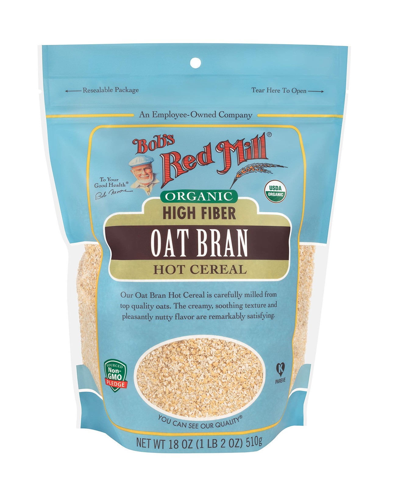 Organic Oat Bran, 18oz (Pack of 4) – Non GMO, Vegan, Kosher