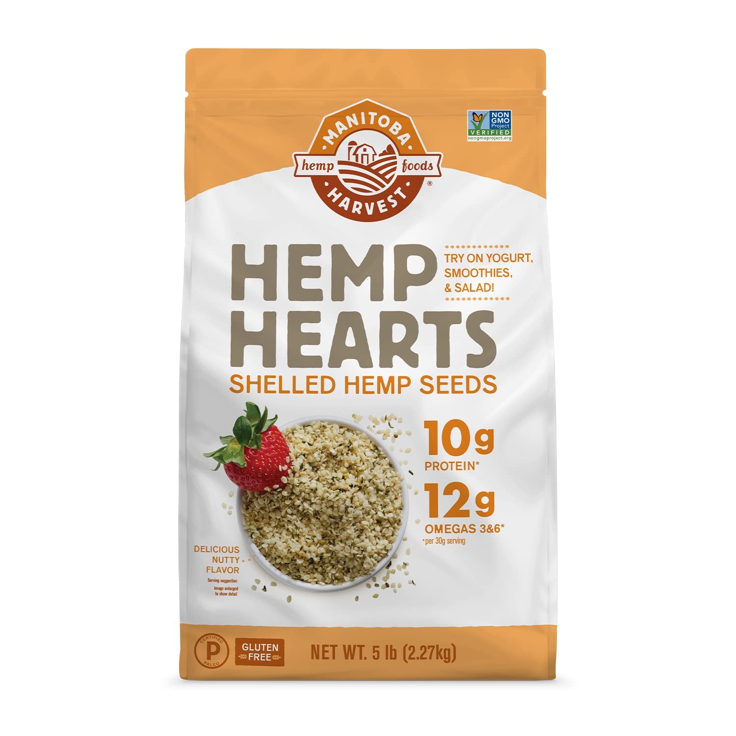Manitoba Harvest Hemp Hearts, Shelled Hemp Seeds – 5lbs – 10g Plant Protein