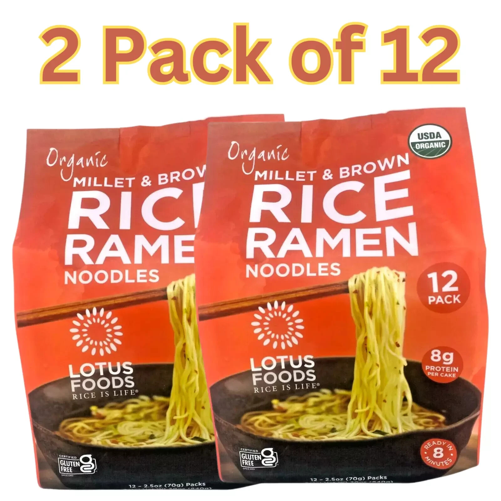 Lotus Organic Millet &Brown Rice Ramen 2 Pack of 12pc- Gluten Free Ramen Noodles
