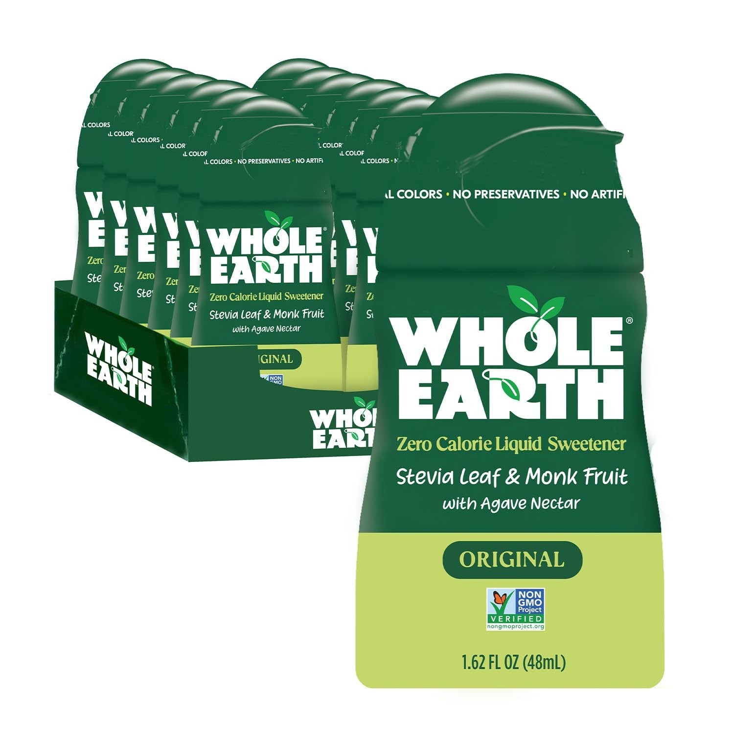 Whole Earth Stevia & Monk Fruit Liquid Sweetener, Original 12-Pack 1.62 fl oz