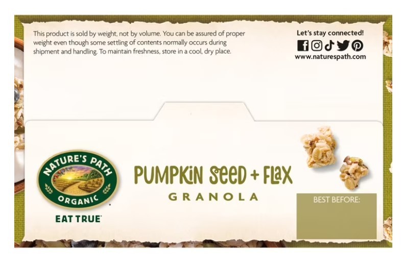 2 Packs Nature’s Path Organic Pumpkin Seed + Flax Granola 28.2 oz Each Pack