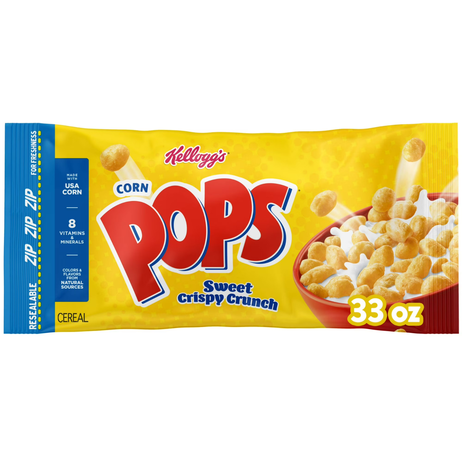 Kellogg’s Corn Pops Original Breakfast Cereal, 8 Vitamins and Minerals, 33oz NEW