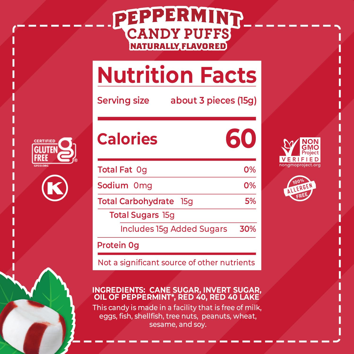 Soft Peppermint Candy, Individually Wrapped, Gluten Free Breath Mints, 18 Oz Tub