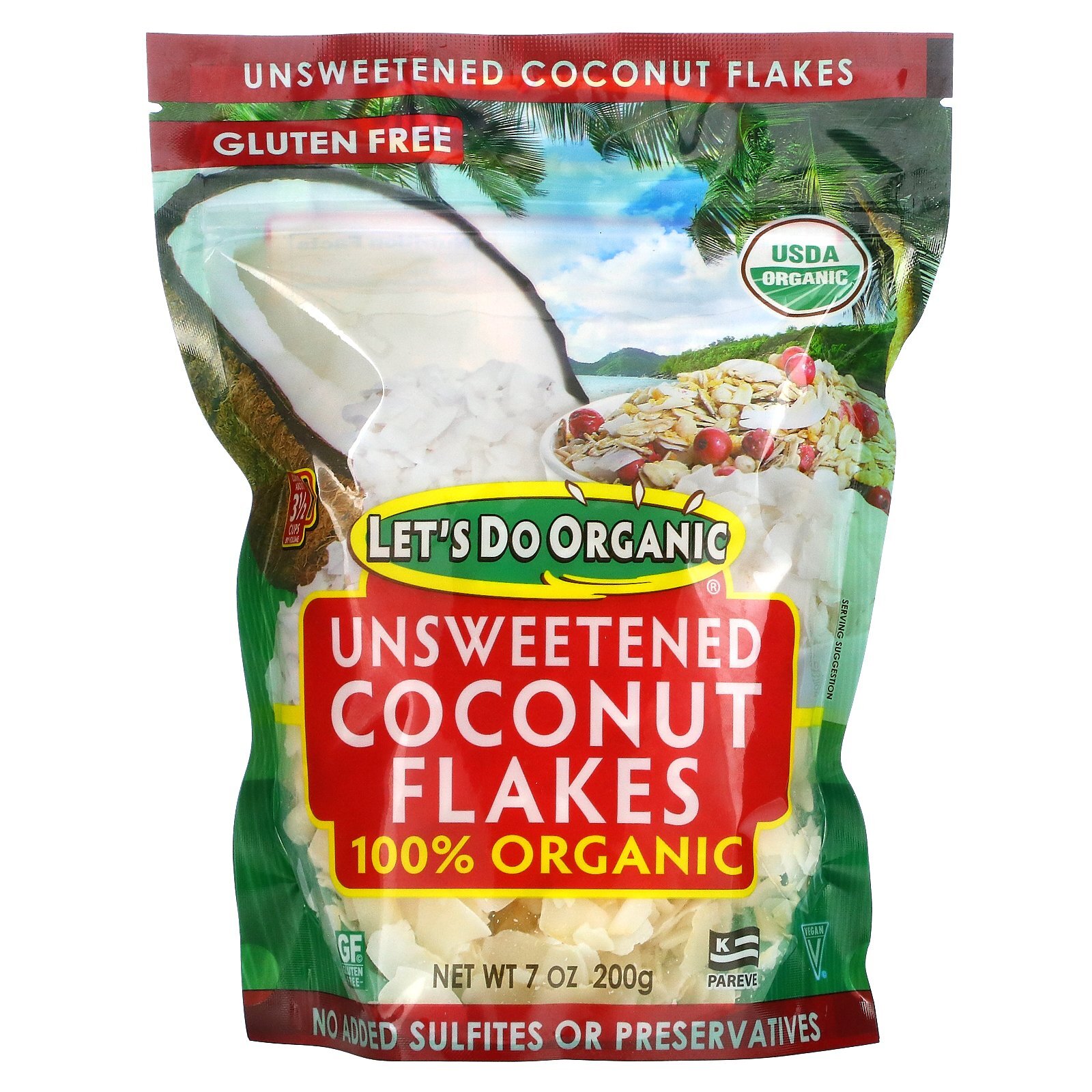 Let’s Do Organic, 100% Organic Unsweetened Coconut Flakes, 7 oz (200 g)