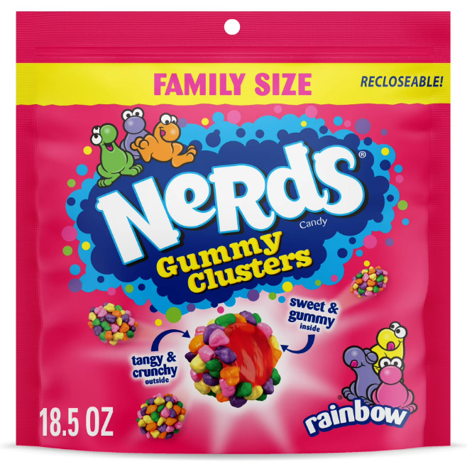 NERDS gummy clusters,candy, rainbow,crunchy and gummy, 18.5 oz bag…