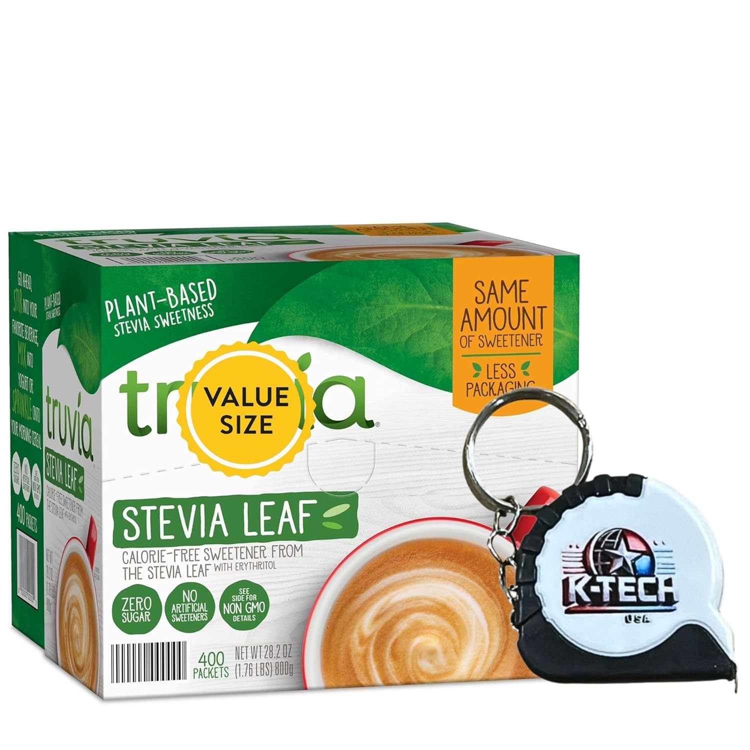 Truvia Stevia Sweetener Packets 400 Count 28.2oz Kosher with Free Measuring Tape