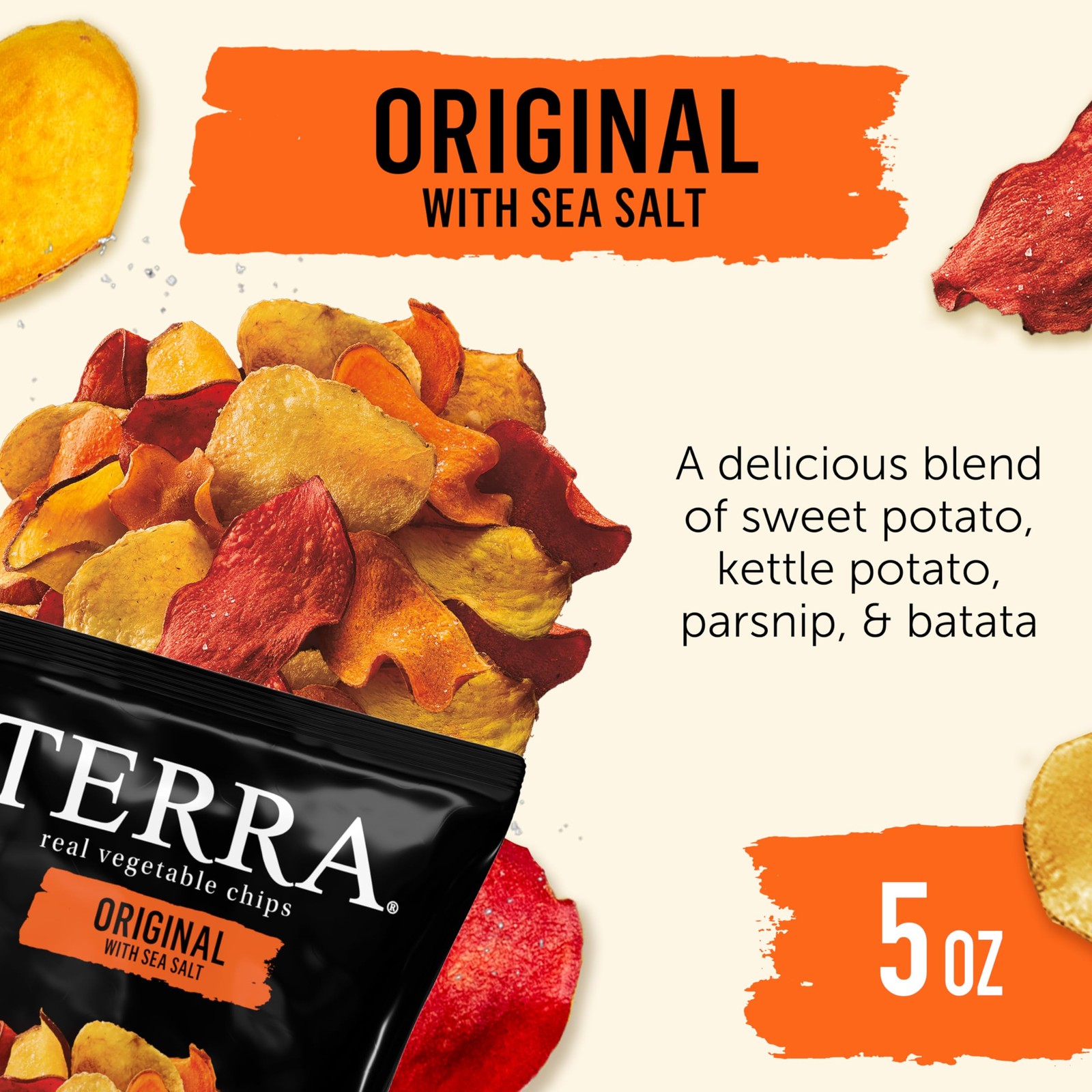Terra Vegetable Chips, Original Chips 5 Ounce (Pack of 1), No Color