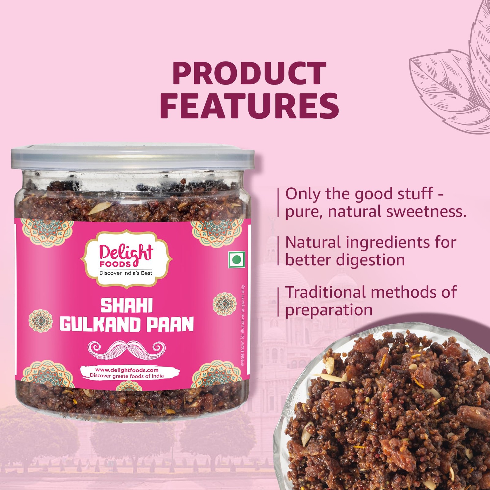 Delight Foods Gulkand Meetha Paan Mouth Freshener No Supari 300g