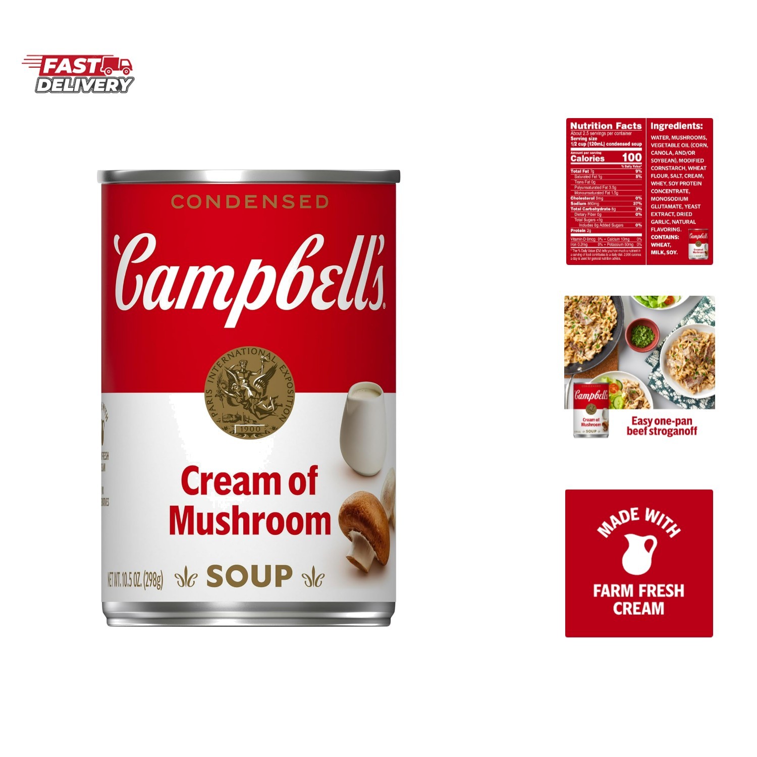 Condensed Cream of Mushroom Soup, 10.5 oz Can