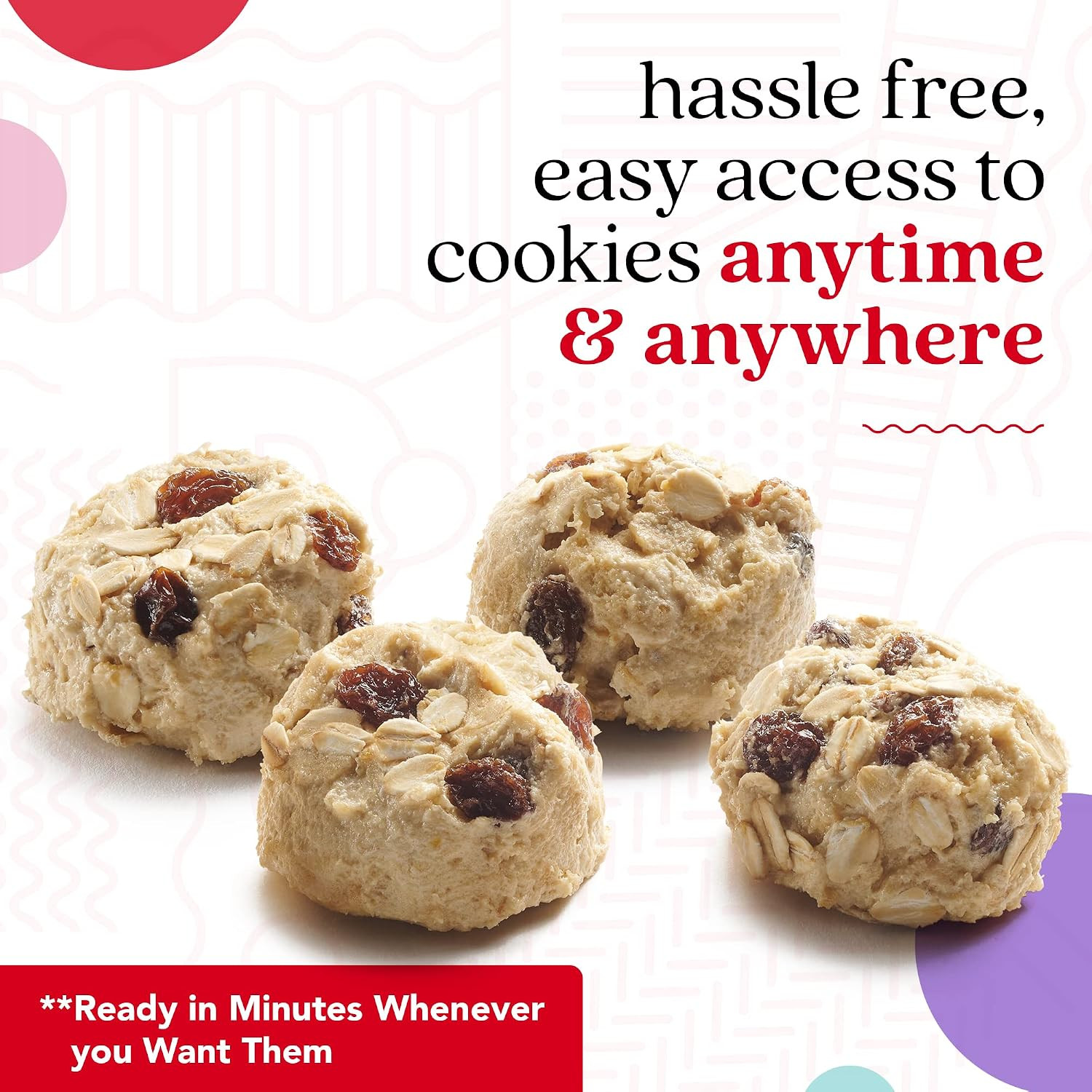 Preformed Frozen Cookie Dough – Oatmeal Raisin, Ready-To-Bake Cookies, 80 Count
