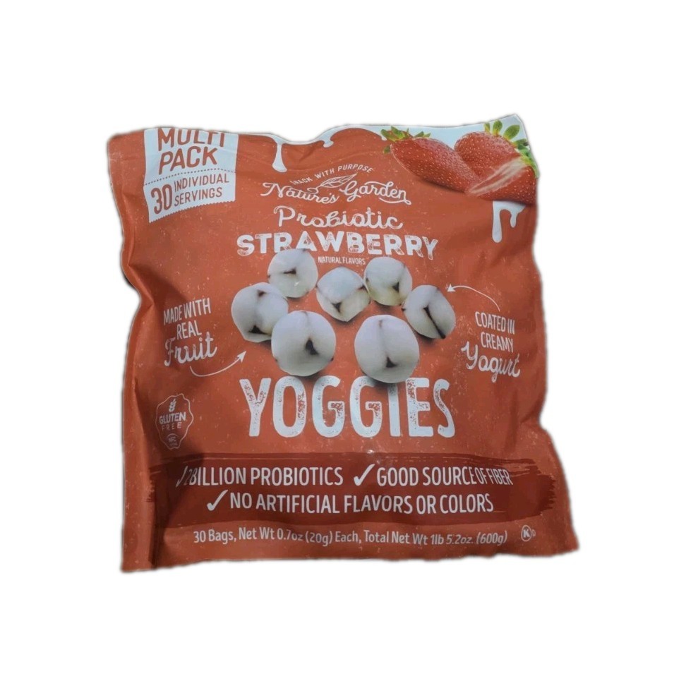 Yoggies Probiotic Strawberry Gluten Free Real Fruit Pieces Nature’s Garden 21 Oz
