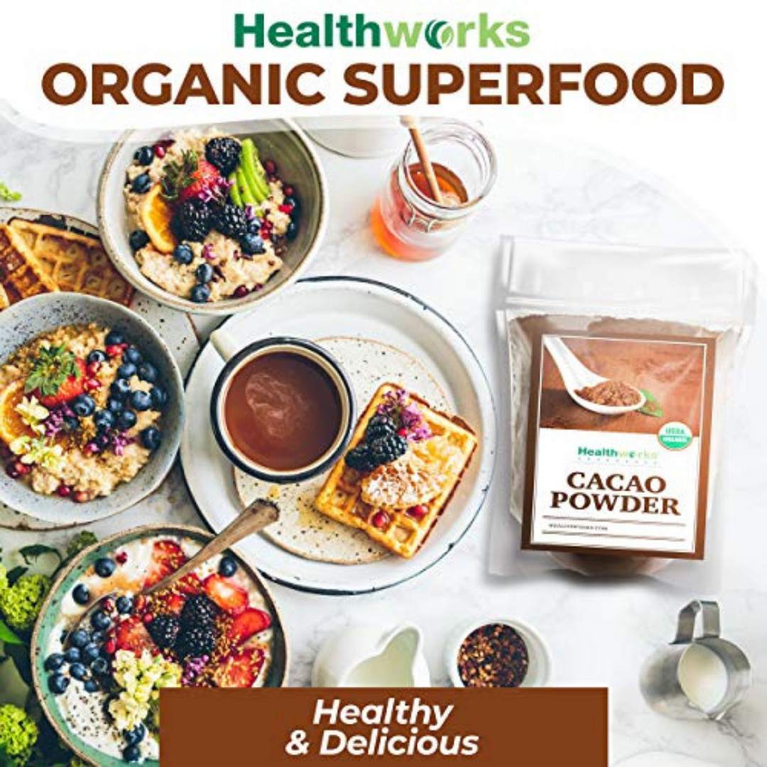 Healthworks Superfoods Organic Cacao Powder – 16 Oz / 1 Lb – Cocoa Chocolate Sub
