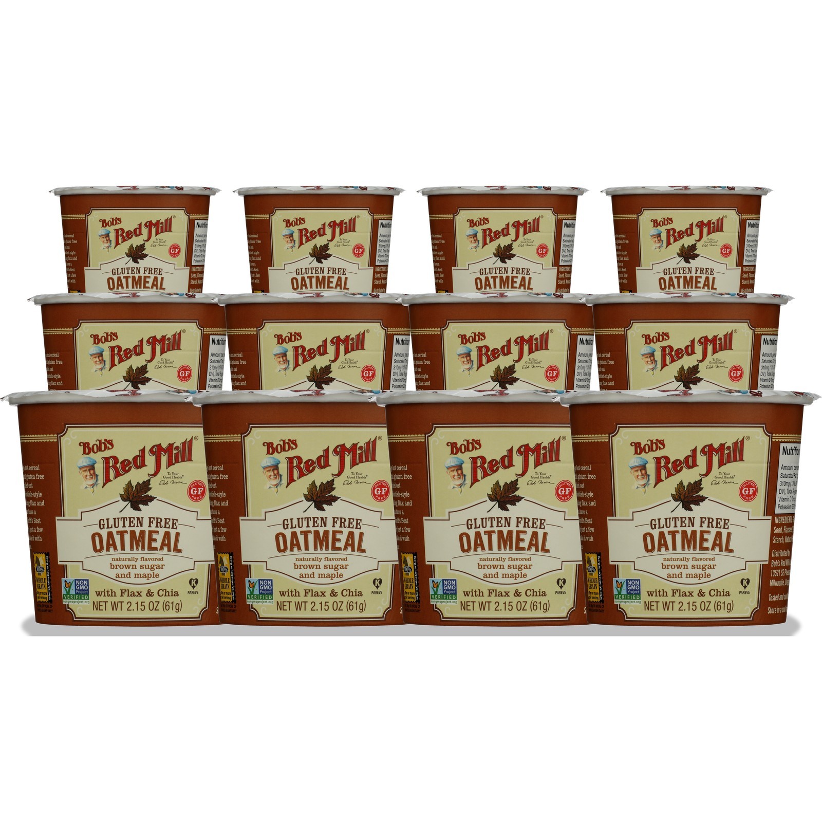 Bob’S Red Mill Gluten Free Oatmeal Cup Brown Sugar And Maple 2.15 Oz 12 Pack