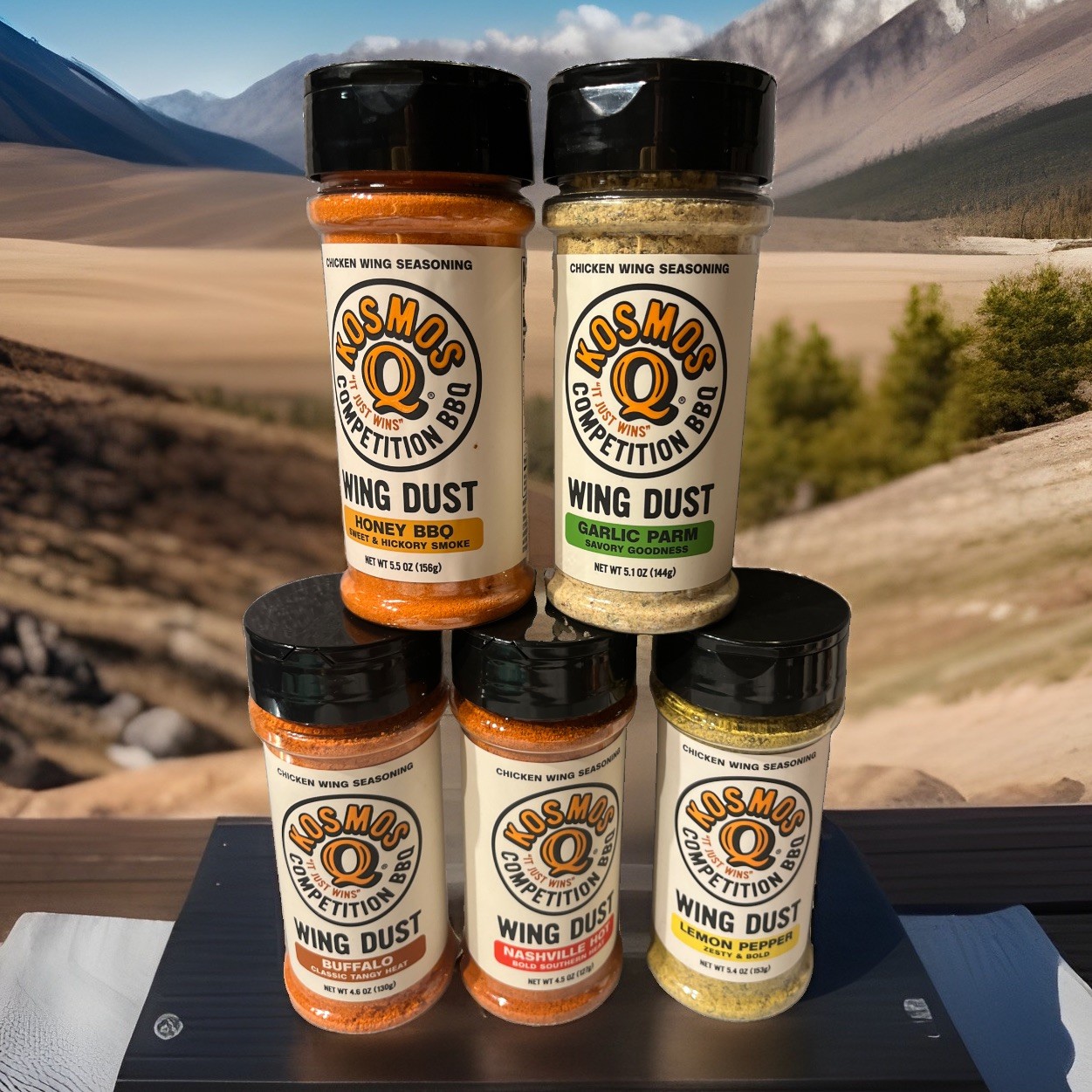 KOSMOS Competition BBQ Wing Dust Set Of 5 Seasoning Flavors. Best By 04/2027