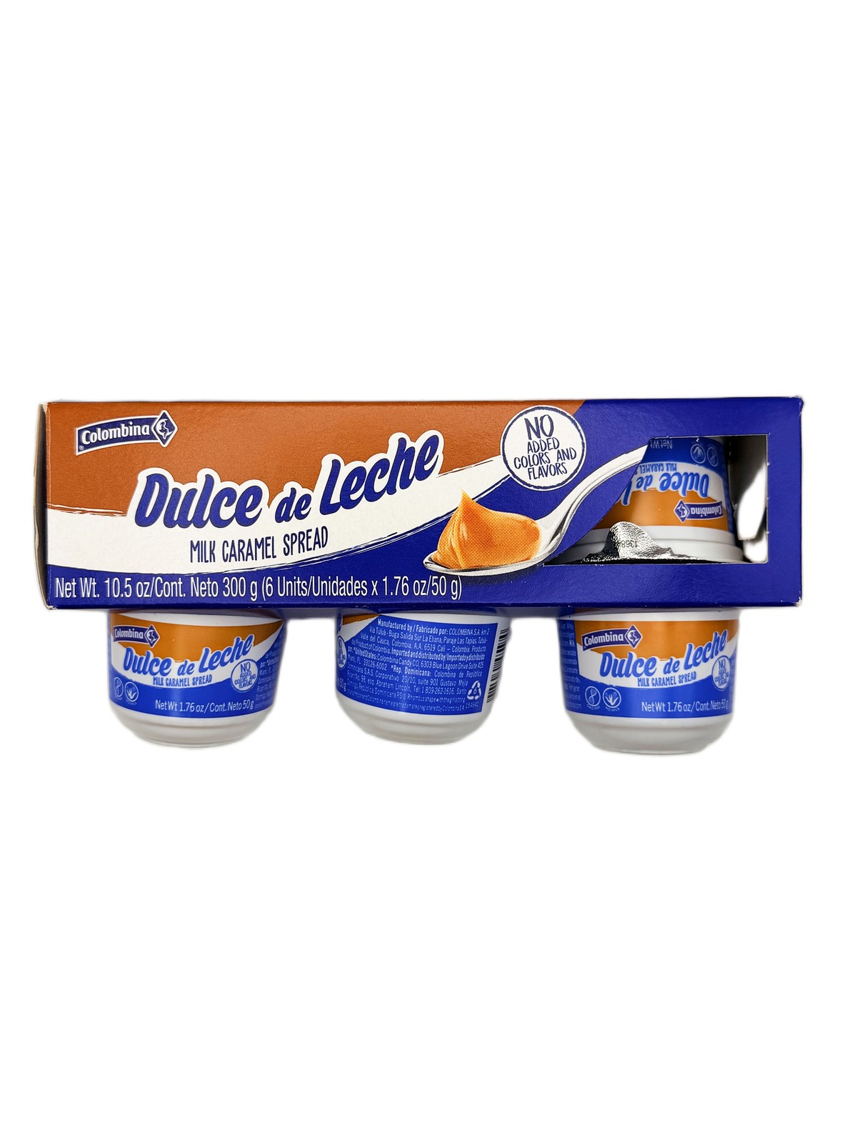 Colombina Dulce De Leche Dessert | Pack of 6 tubs 1.75 oz ea. Comes with spoons