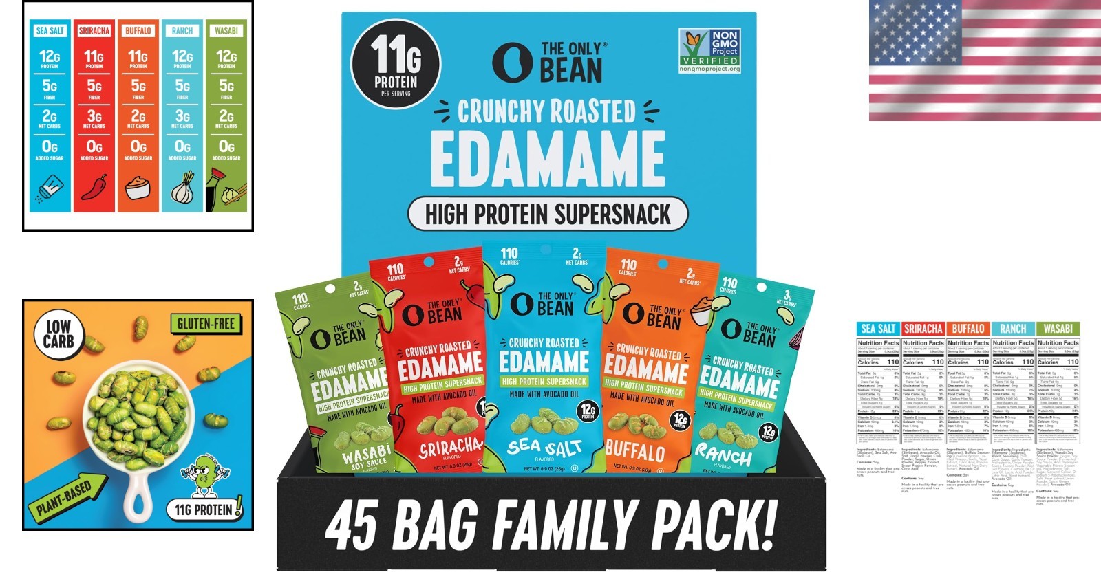 Delicious Edamame Snack Variety Pack – Low Carb, High Protein & Dairy Free