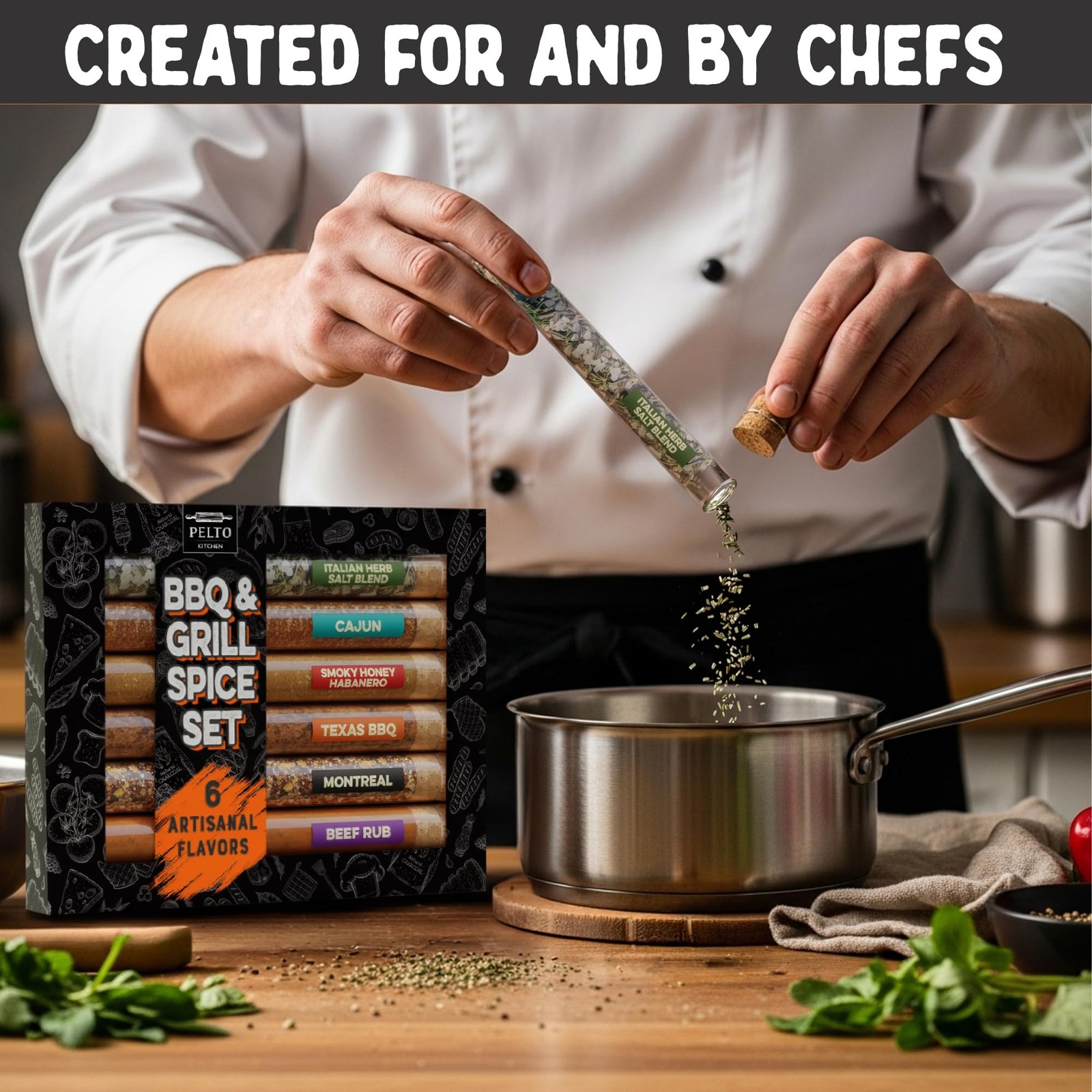 BBQ & Grill Spice Set – 6 Spice Blend Flavors in Tubes in a Gift Box, For Smo…