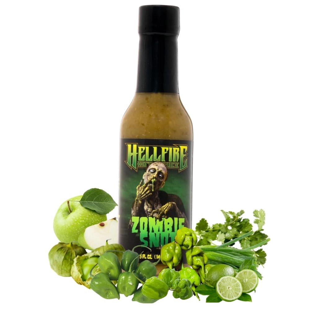 Hellfire Zombie Snot Hot Sauce, Award-Winning 5 Fl Oz (Pack of 1), green