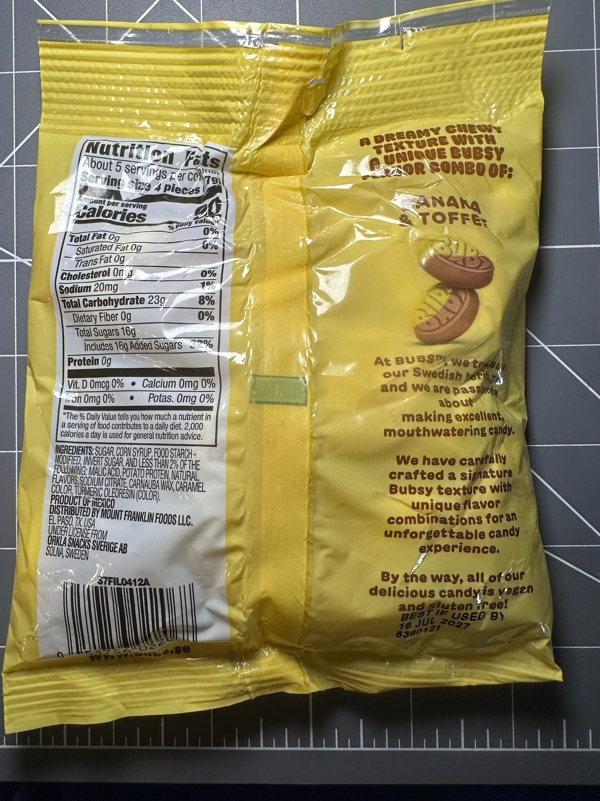 Lot Of 3! Bubs Swedish Sweet Ovals Banana Toffee Candy 5.5 Oz. BB 07/16/2027