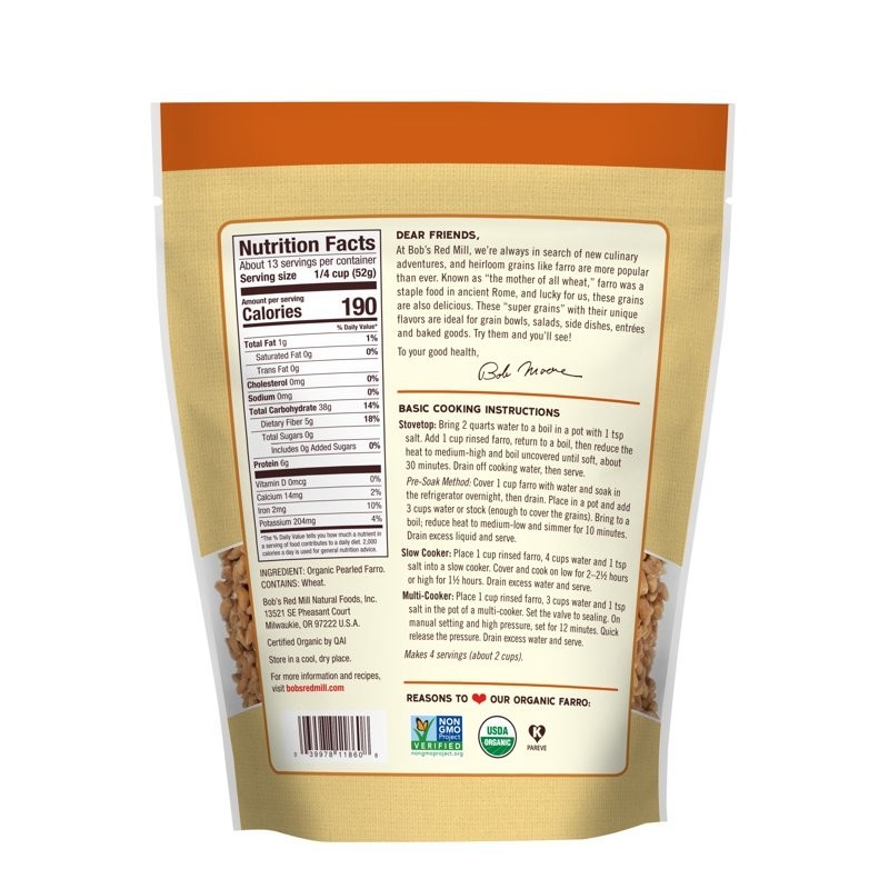 Bob’s Red Mill Organic Farro Grain 24 Oz free shipping