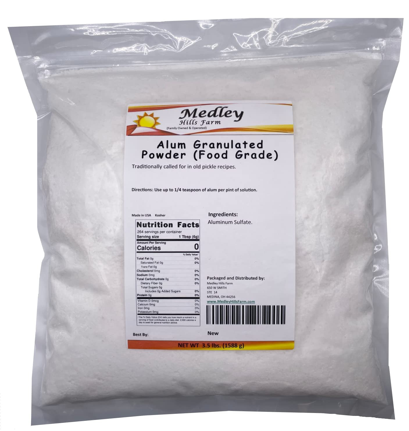 Alum Granulated Powder (Food Grade) 3.5 Lbs.