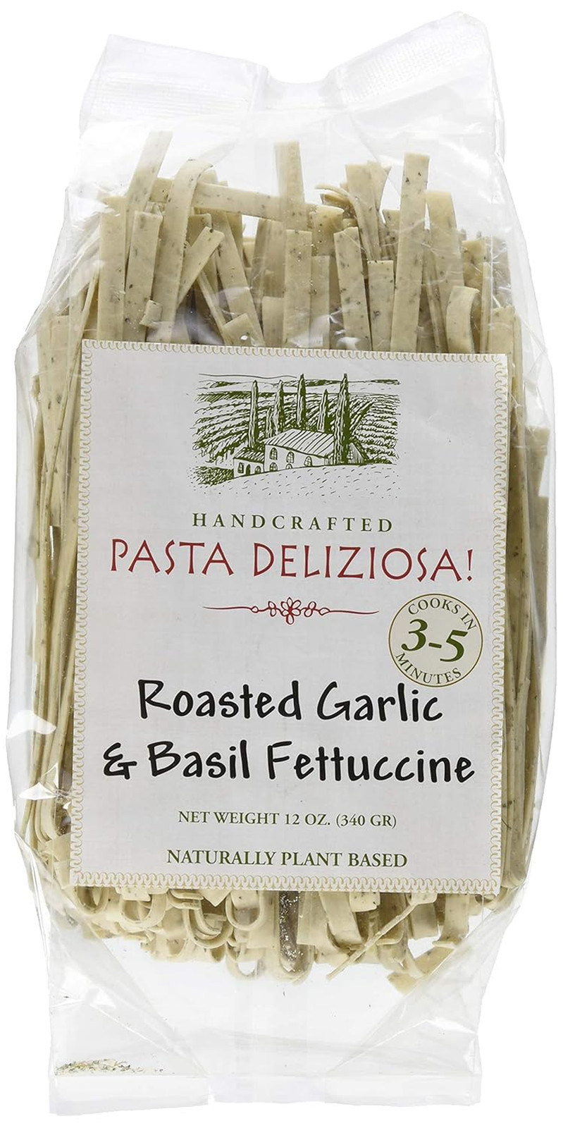 Handcrafted Pasta, Spinach Fettucine, 12 Ounce – 3 Pack
