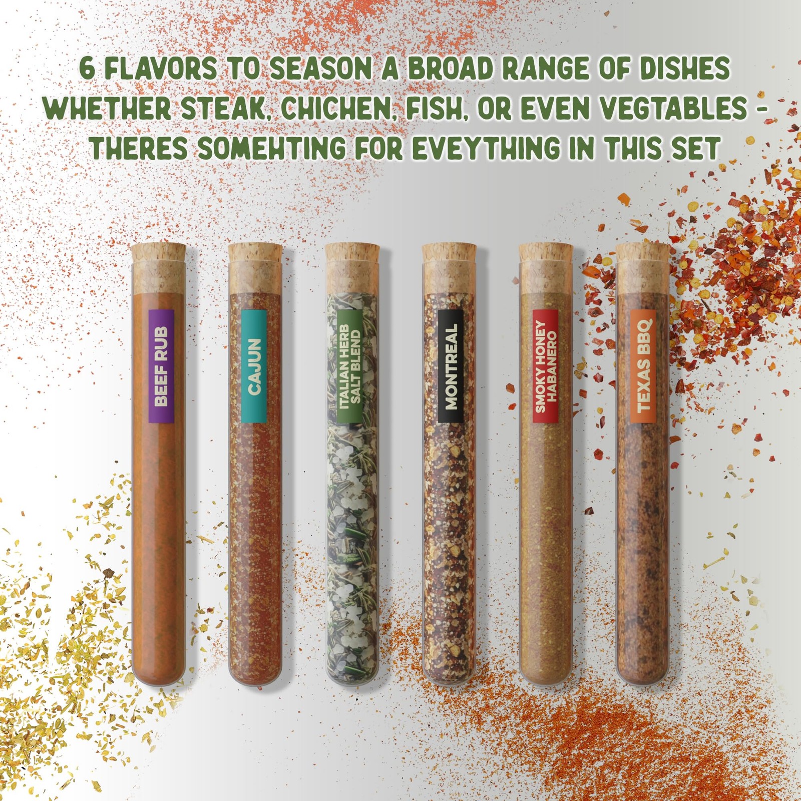 BBQ & Grill Spice Set – 6 Spice Blend Flavors in Tubes in a Gift Box, For Smo…