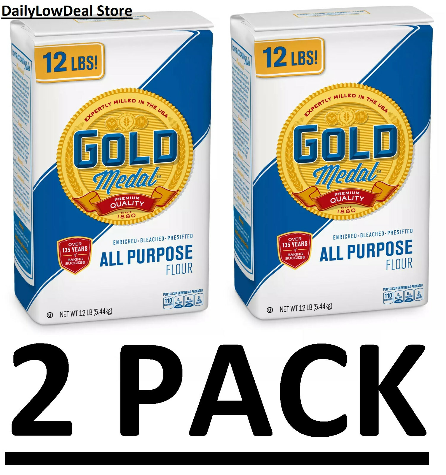 2 PACK – Gold Medal All Purpose Flour (5.44 kg., 12 lbs.) FRESH!! FREE SHIP!!