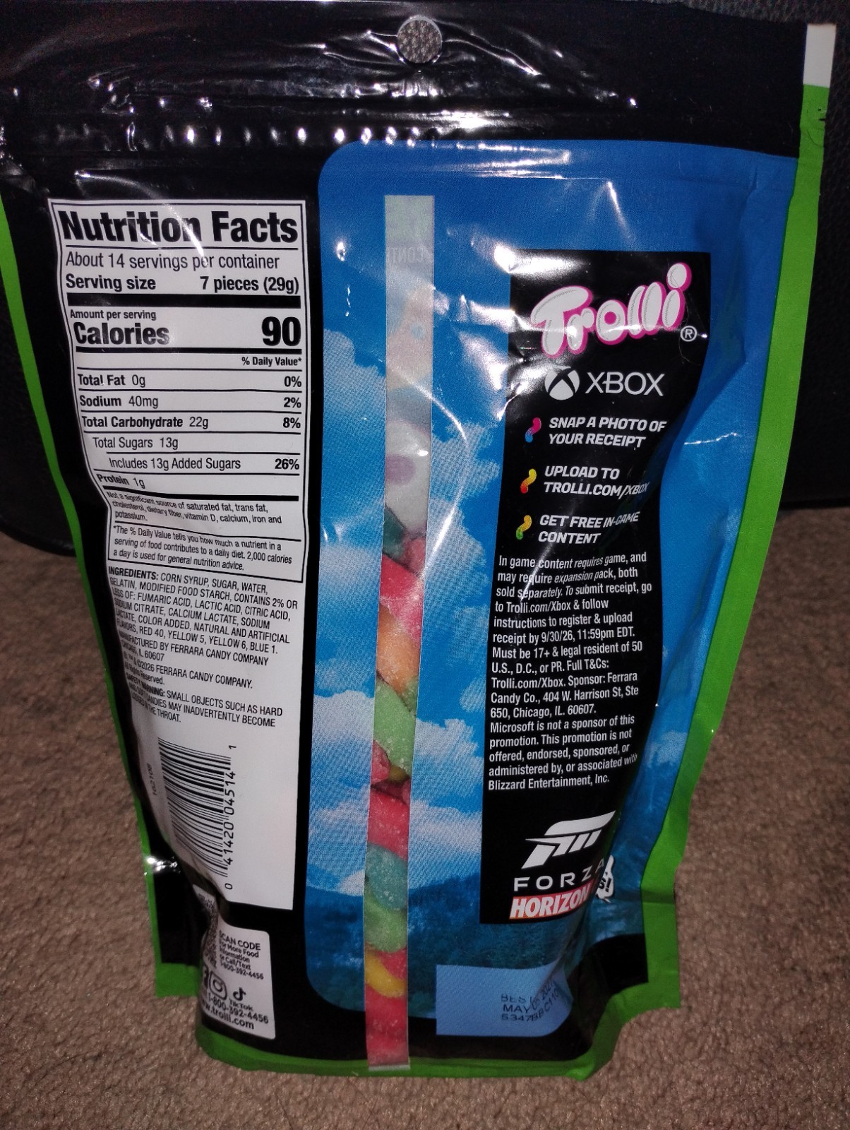 Trolli Sour Brite Crawlers Gummy Candy! Promotion The Game Forza Horizon 14 Oz.