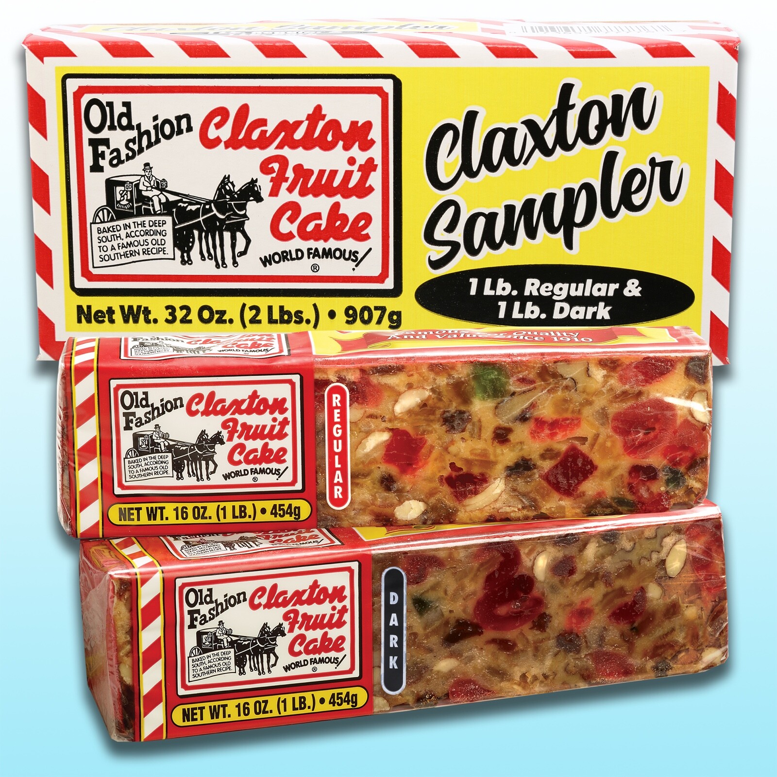 Claxton Fruit Cake – «Claxton Sampler» – 1 Lb. Each – Regular and Dark Recipe
