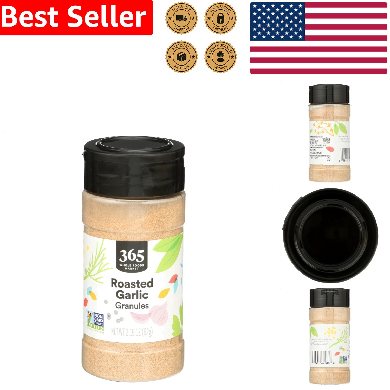 Wholesale Roasted Garlic Granules 2.19oz Jar All-Purpose Seasoning Spice