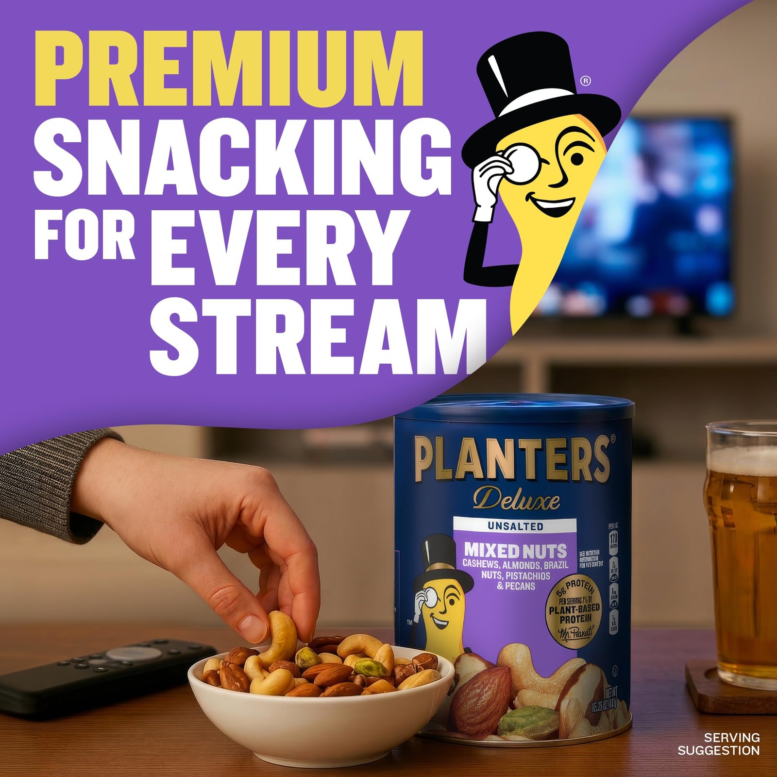 Planters Deluxe Unsalted Mixed Nuts, Plant Based 15.25 Ounce (Pack of 1)