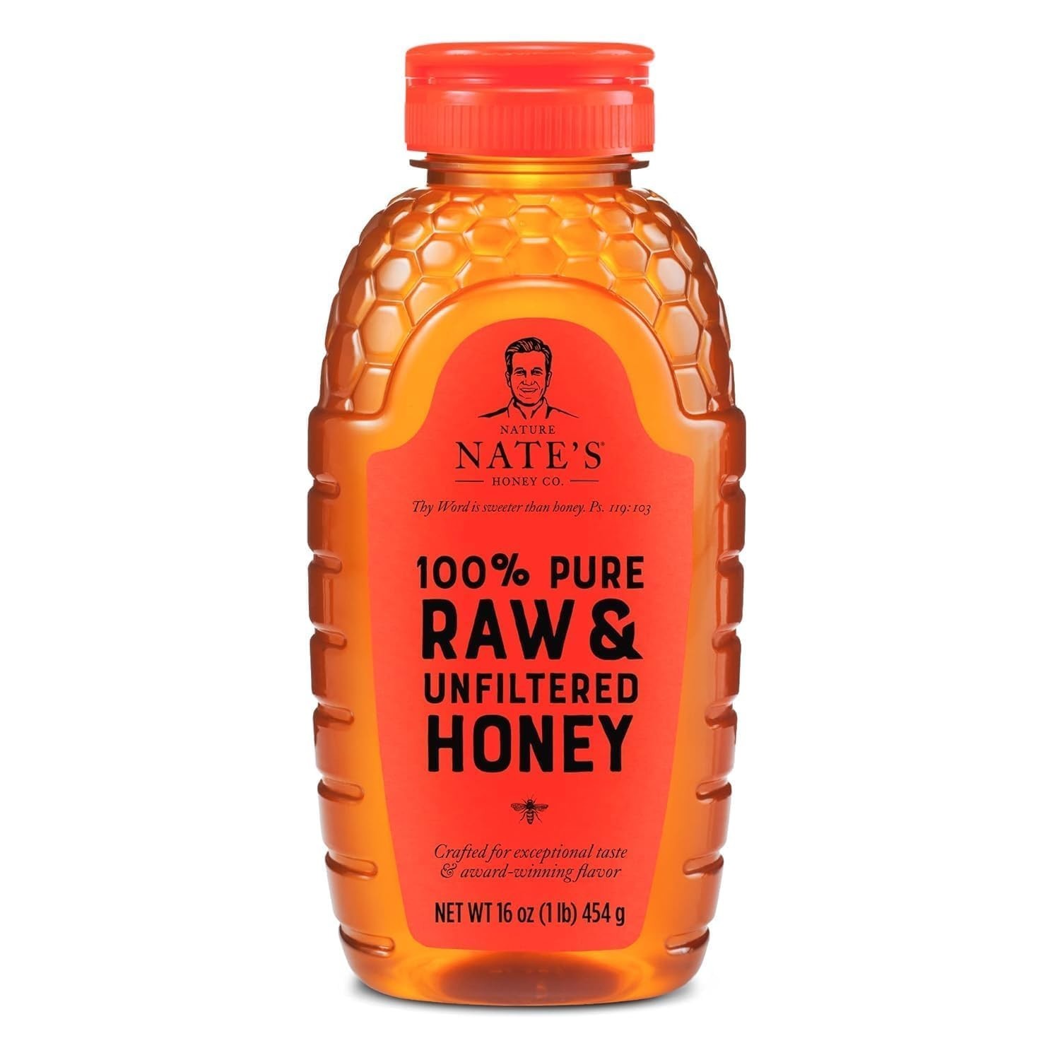 Nate’s 100% Pure, Raw & Unfiltered Honey – Award-Winning Taste, 16 oz