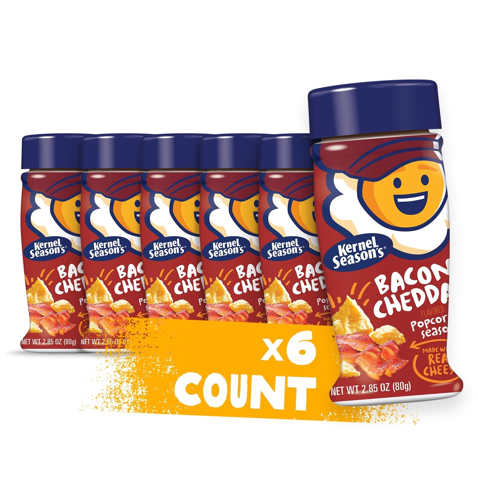 Bacon Cheddar Popcorn Seasoning – 2.85 oz, Pack of 6, Flavor Enhancer Snack