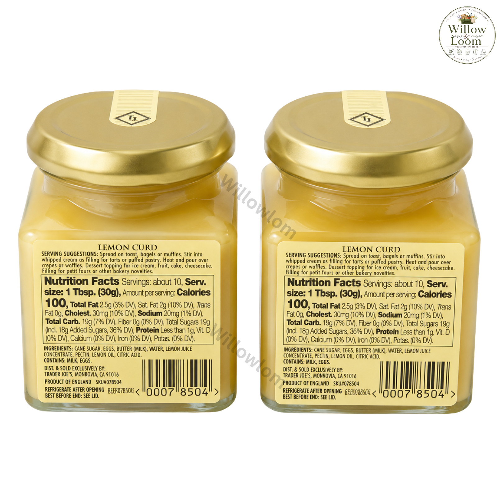 Pack of 2 Trader Joe’s Lemon Curd Imported English Authentic 10.5 oz Each Jar